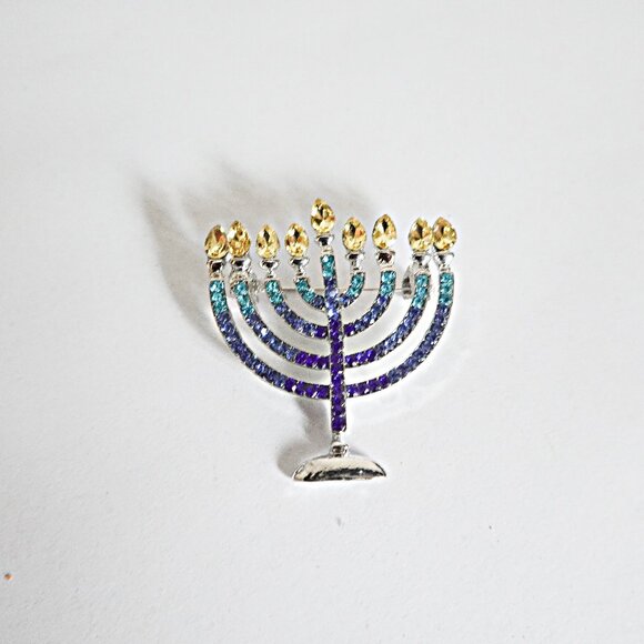 NEW  Menorah Hanukah  Brooch Pin - Picture 1 of 2